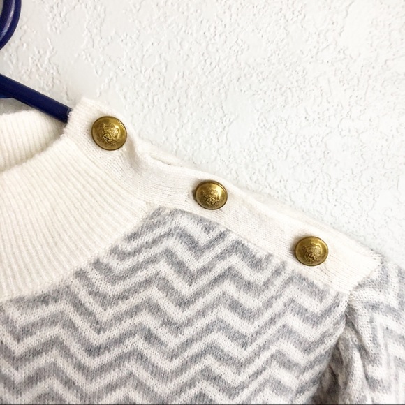 J. CREW mock neck button herringbone alpaca blend sweater S - Picture 7 of 11